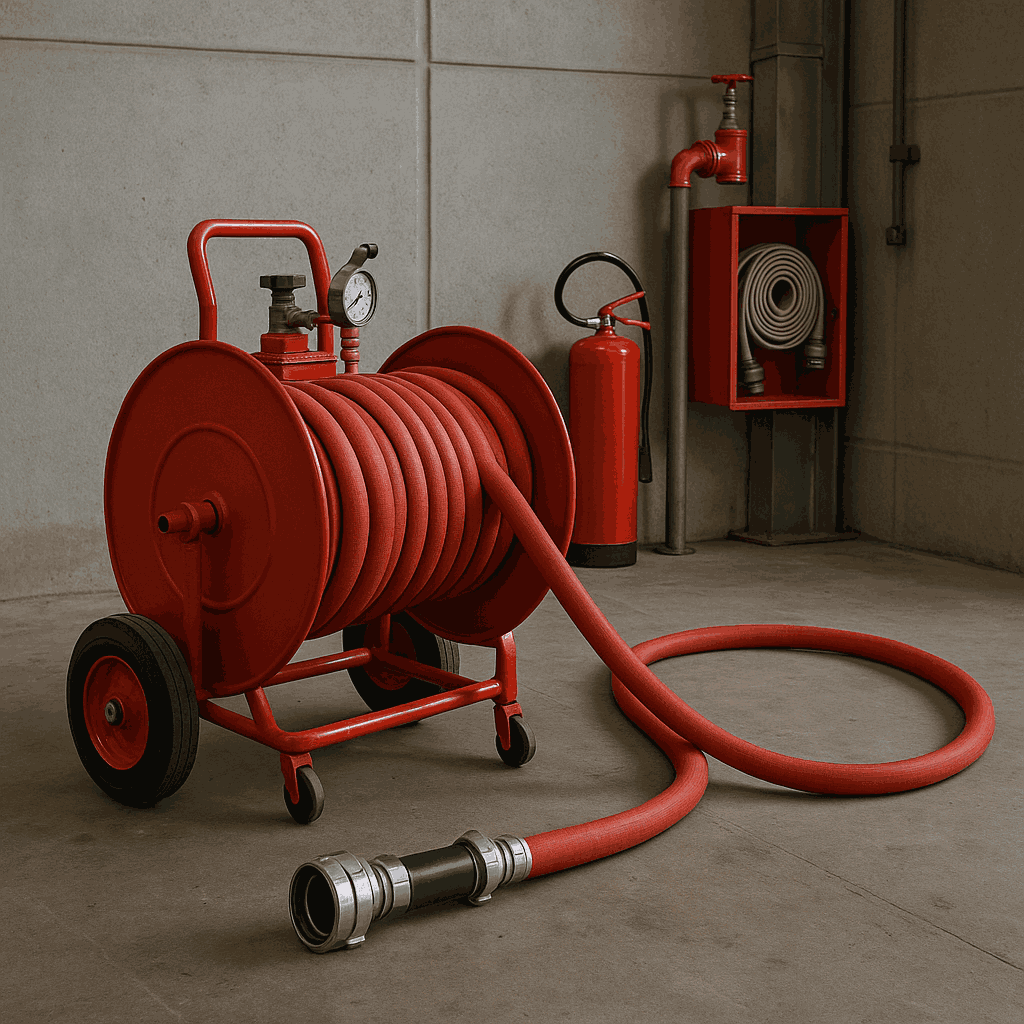 سیستم اطفا حریق چیست؟ معرفی کامل تجهیزات 6 تجهیزات اطفای حریق شامل شلنگ آتشنشانی، کپسول آتشنشانی و جعبه شیر و هوزریل در یک پروژه ساختمانی